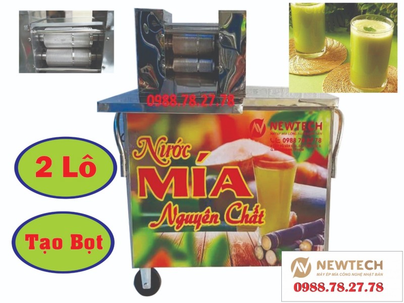 Máy ép mía liền bàn 02 Pro New 2 Lô tạo bọt
