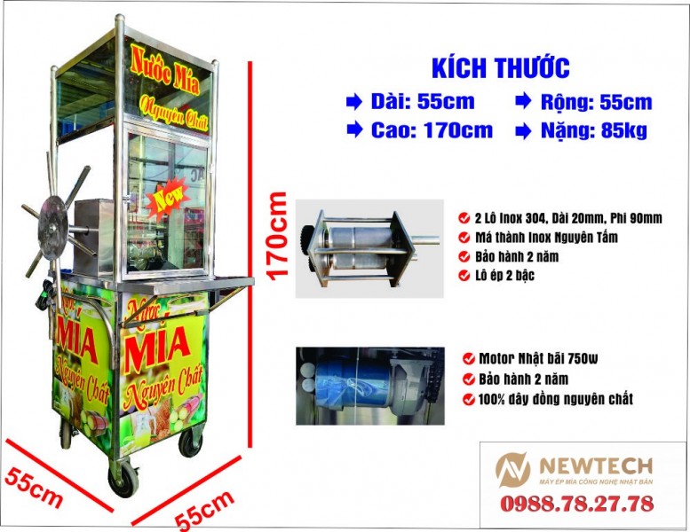 Máy ép mía Mini Tk02 lô inox tạo bọt tay quay