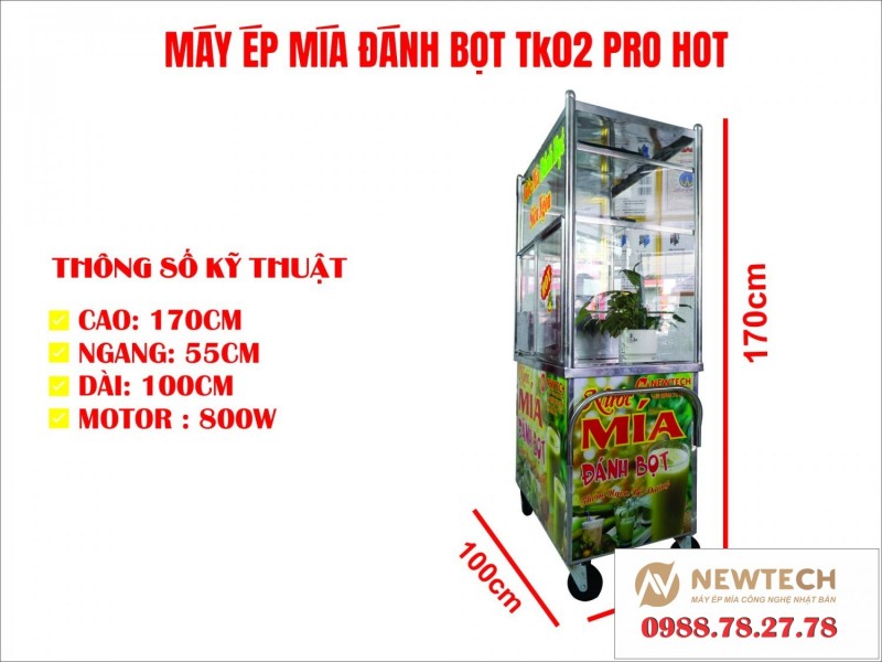 Máy ép mía liền bàn đánh bọt TK02 Pro Hot